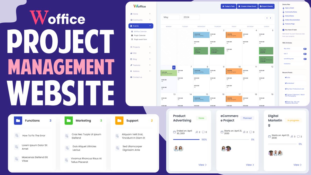 How to Make a Project Management Website using WordPress & Woffice