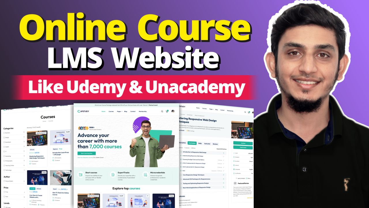 LMS Online Course Selling Website like Udemy, BYJU’S & Unacademy – FREE WordPress & Eduma Course